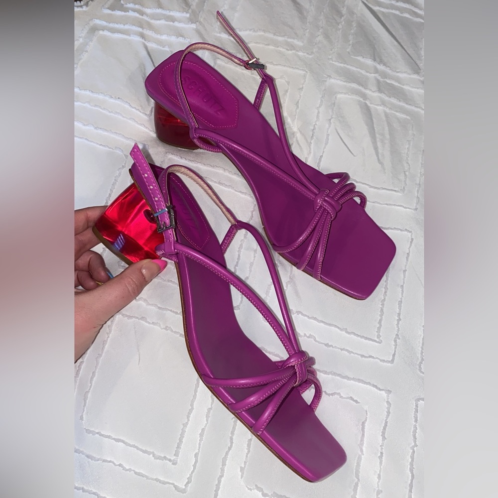 Schutz pink/purple Strappy bubble heel